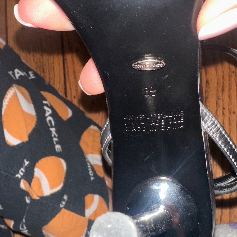 Tony Bianco Black Metallic Ankle Strap Pointed Heels - Picture 4 of 4